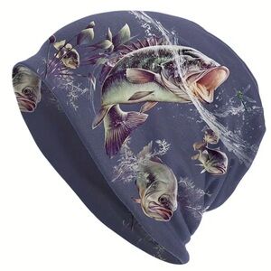 Fish-Themed Blue Beanie NWT